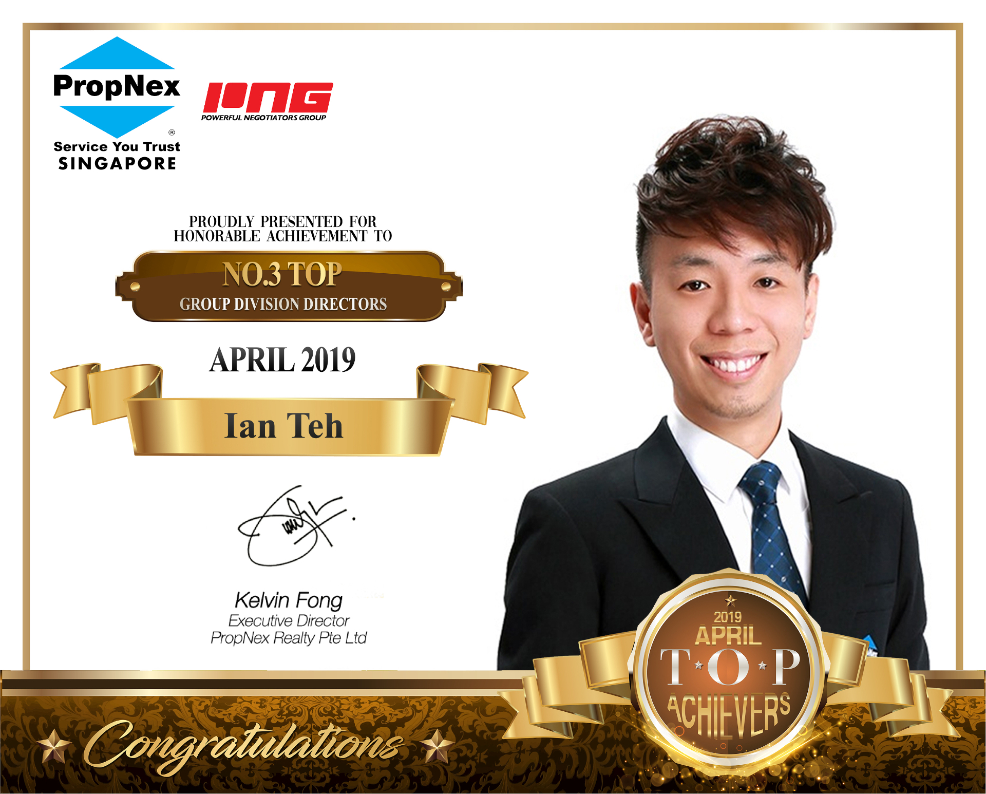 PropNex Top 3rd Group Division Director · April 2019