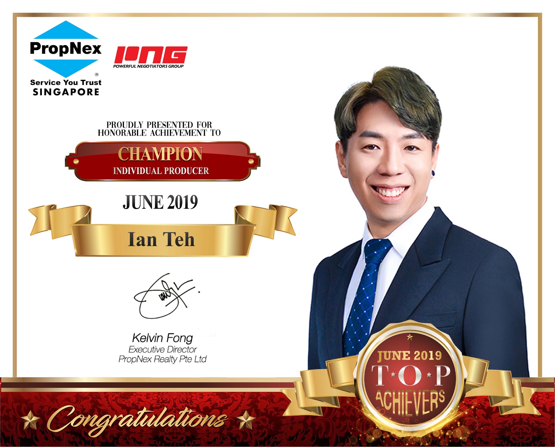 PropNex Champion Individual Producer · June 2019