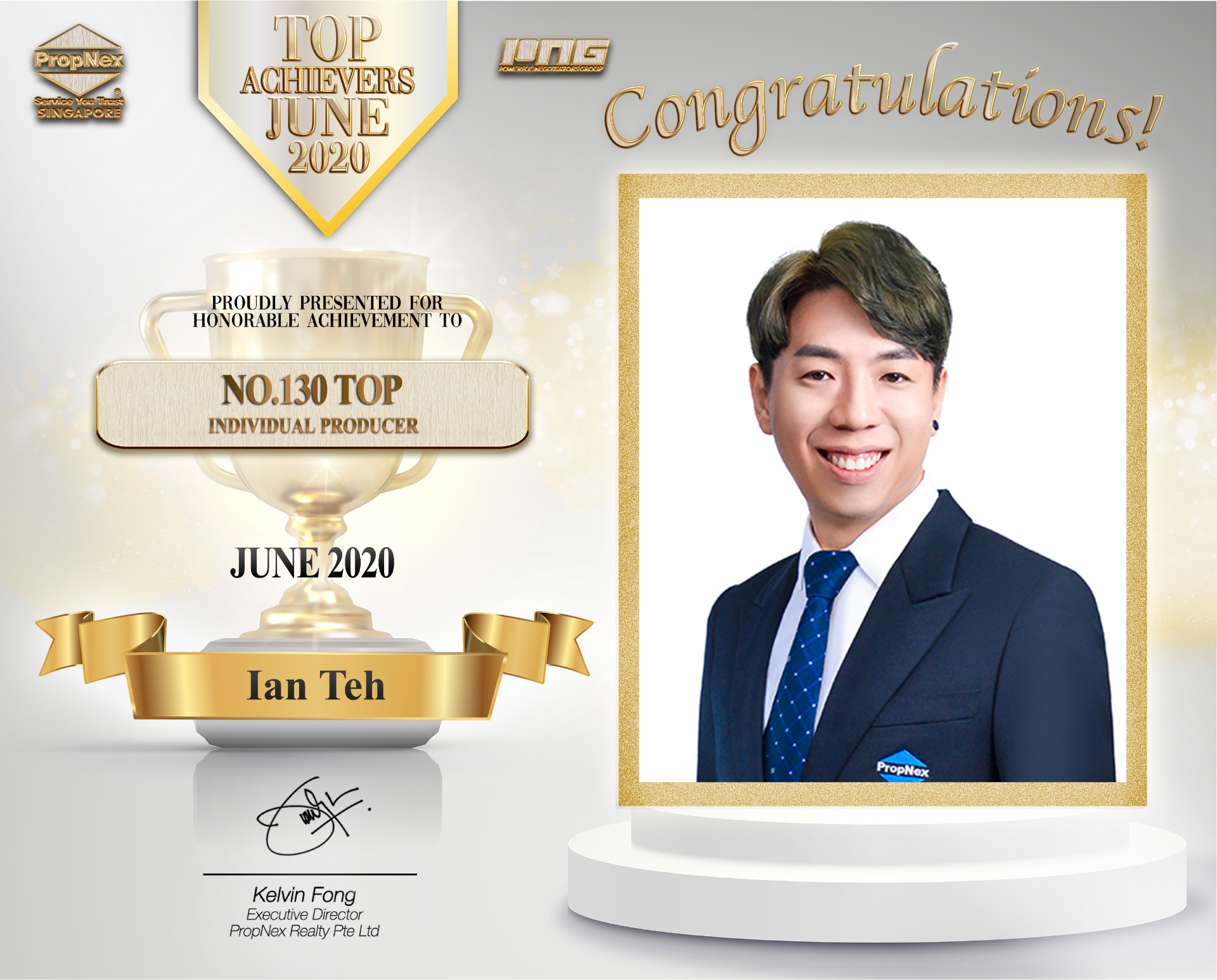 PropNex Top 130th Individual Producer · June 2020
