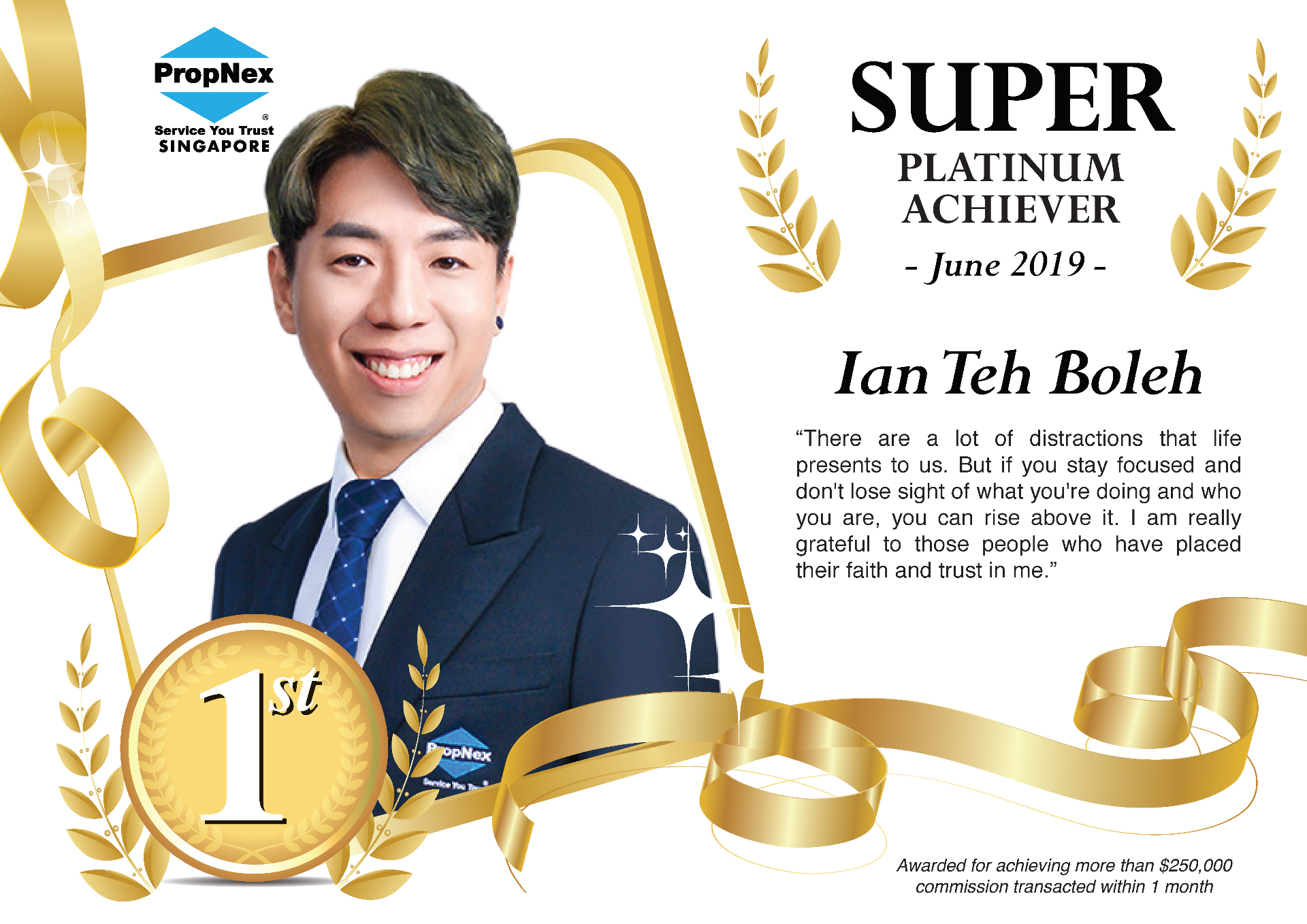 PropNex Super Platinum Achiever · June 2019