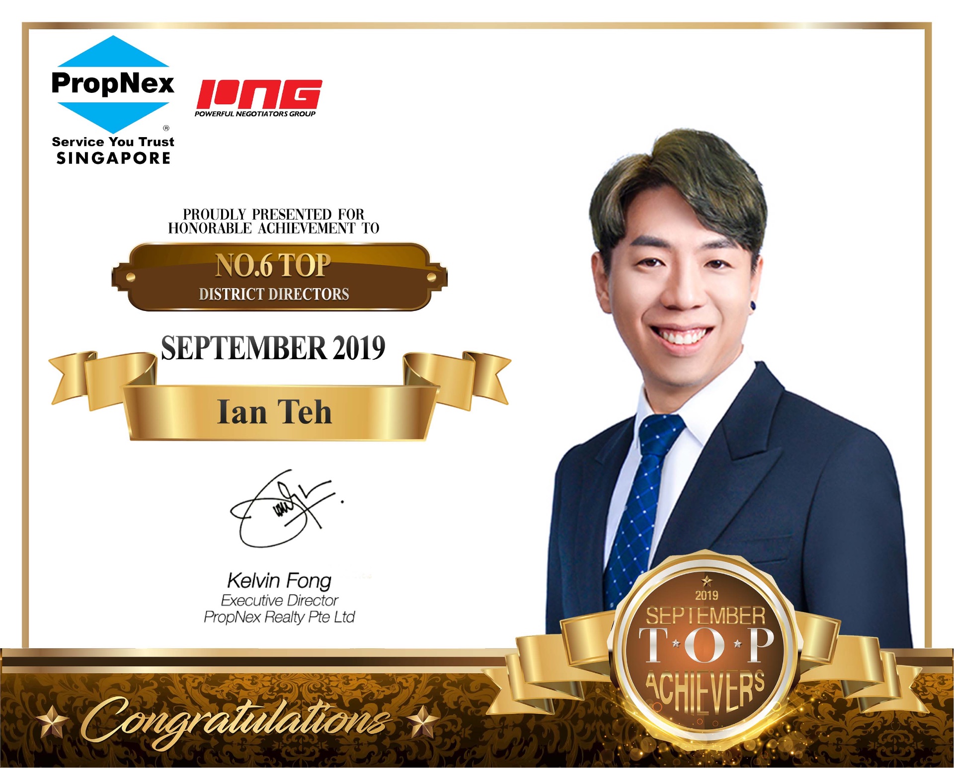 PropNex Top 6th District Director · September 2019